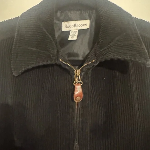 David Brooks Black Corduroy Zip Front Vest Adjustable Sides - Picture 2 of 6